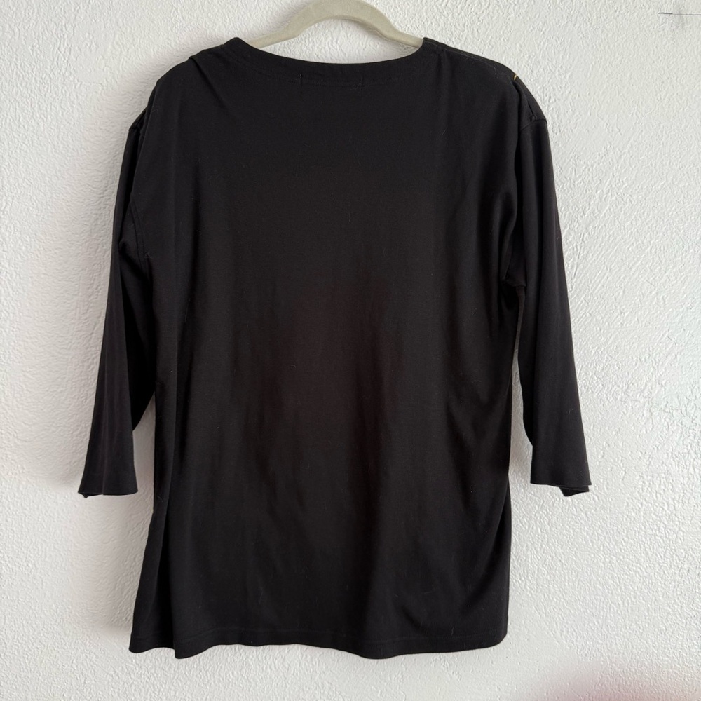Christmas Shirt Women’s Large Black with Embroidery Festive Holiday Beading - Picture 2 of 7